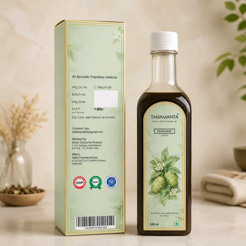 FEMININE HERBAL SYRUP for Women, Ayurvedic Support for Menstrual Wellness, Hormonal Health & Immunity, Ashoka & Traditional Herbs,  AYUSH Certified