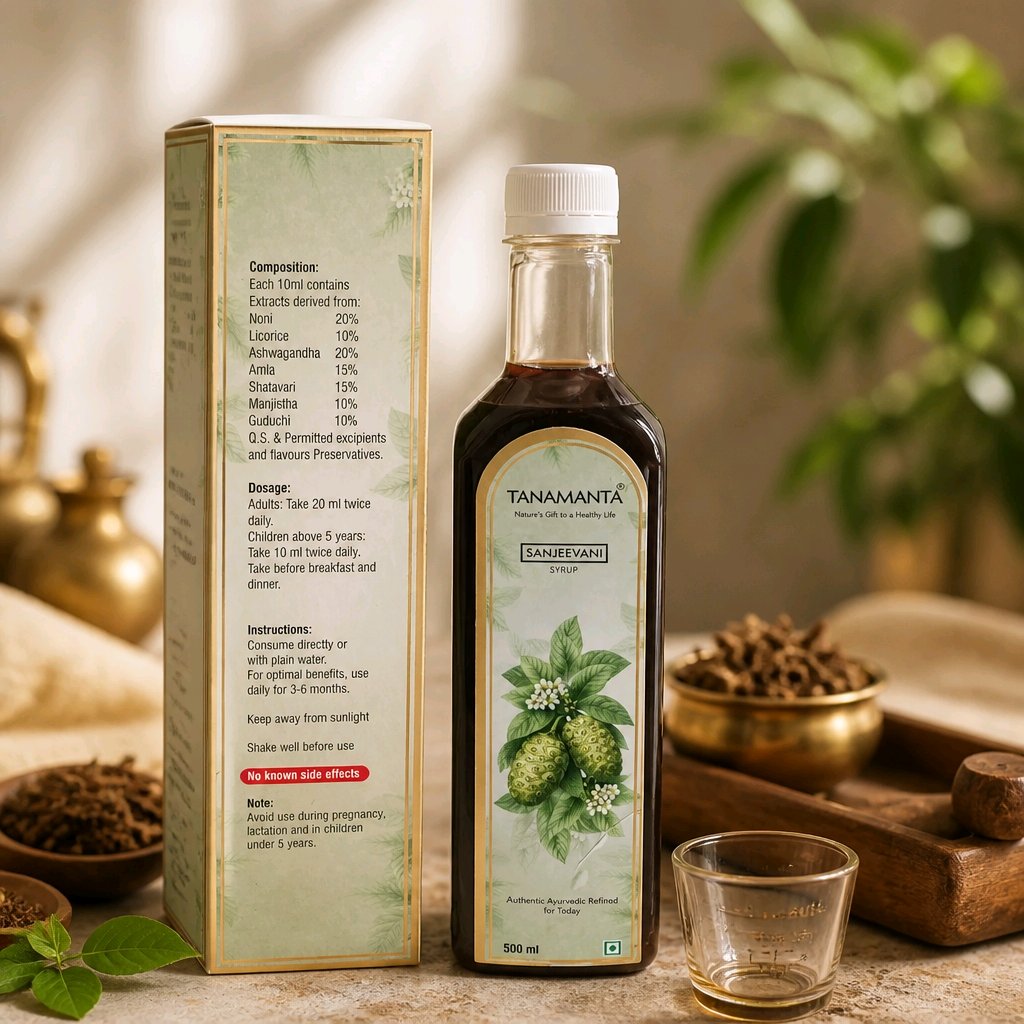 SANJEEVANI HERBAL SYRUP Support Boosts Immunity, Energy & Overall general health, Suitable for All Ages, Noni, Ashwagandha, Shatavari, AYUSH Certified