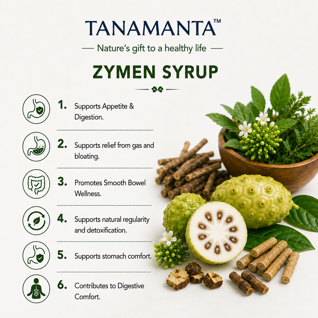 ZYMEN HERBAL SYRUP Ayurvedic Support for Healthy Gut, Appetite, Bowel Regularity & Flatulence Relief, AYUSH Certified.