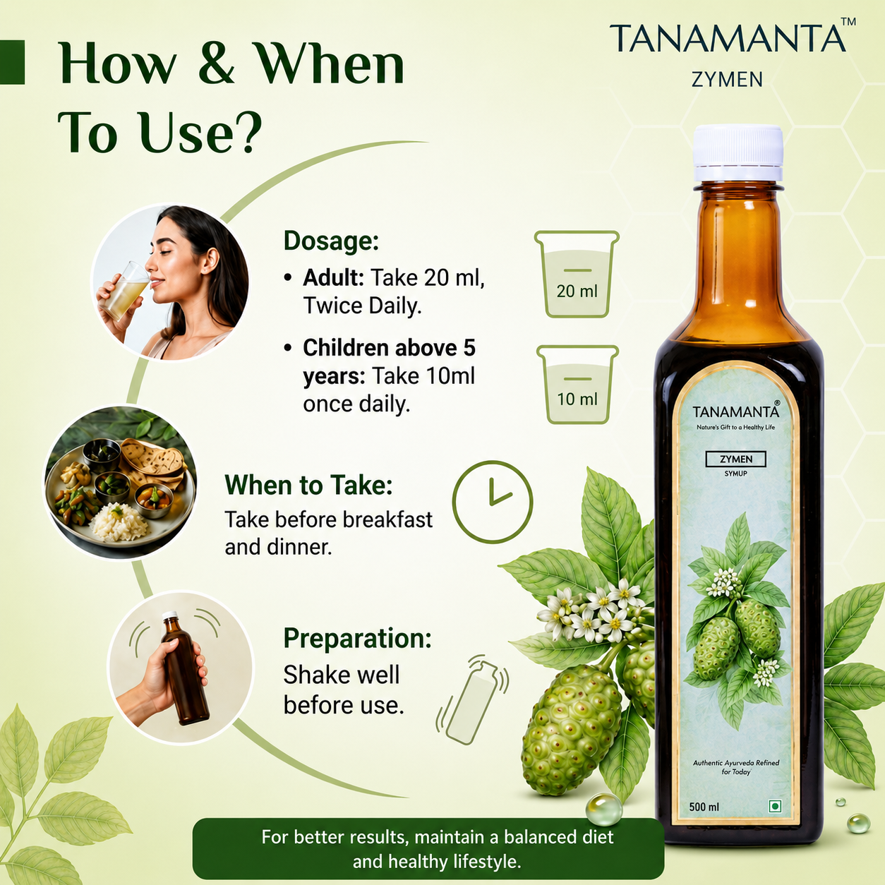 ZYMEN HERBAL SYRUP Ayurvedic Support for Healthy Gut, Appetite, Bowel Regularity & Flatulence Relief, AYUSH Certified.